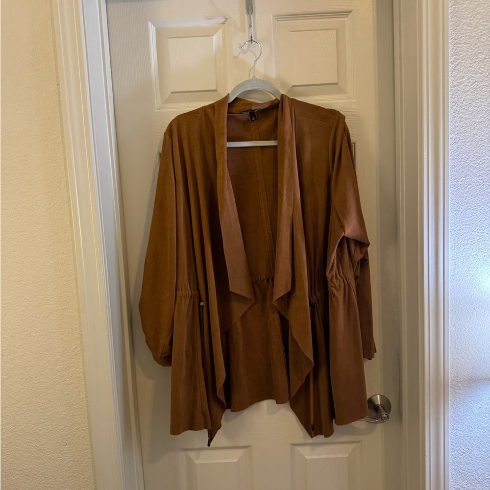 Brown Open Front Cardigan